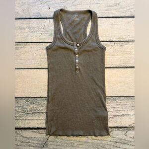 Aerie ribbed green half button tank top. S